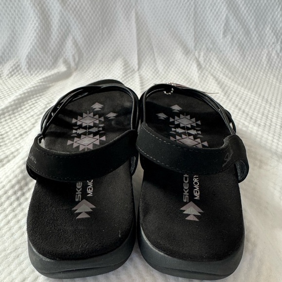 Skechers Memory Foam Stretch Wide Fit Black Suede Strappy Sandals Size 9 Women - Picture 4 of 10